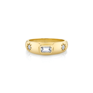 Star Set Rounded Ring with Baguette Diamond | Ready to Ship Yellow Gold 5  by Logan Hollowell Jewelry