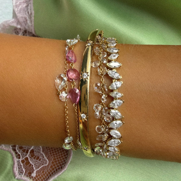 Eau De Rose Cut Iris Pink Sapphire and Diamond Bracelet by Logan Hollowell Jewelry