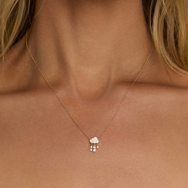 Pavé Diamond Rain Cloud Necklace by Logan Hollowell Jewelry