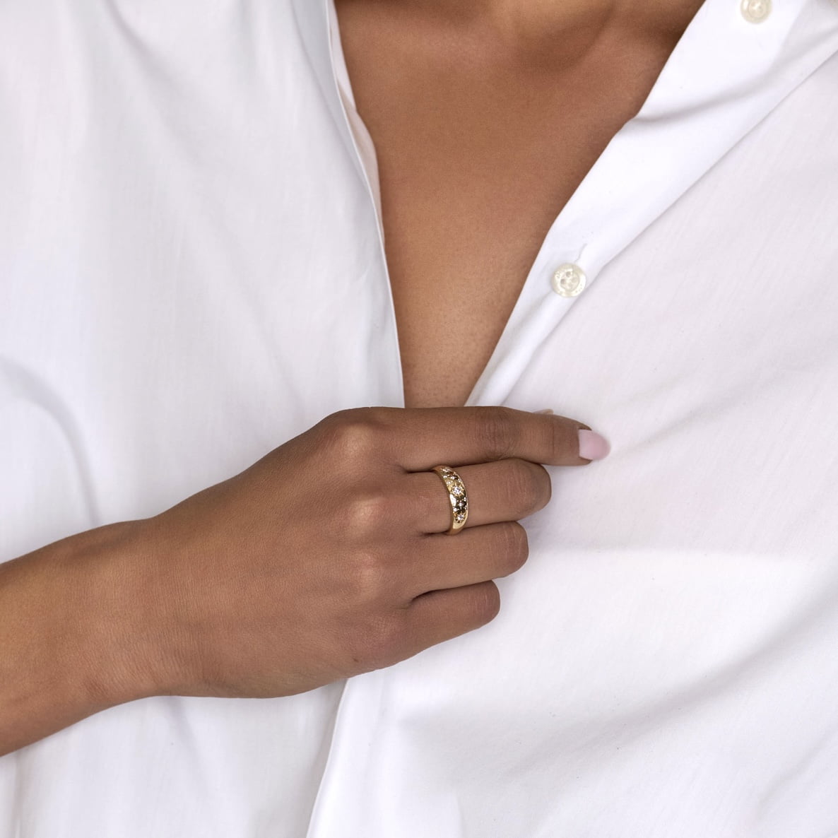 Pavé Star Set Rounded Ring by Logan Hollowell Jewelry