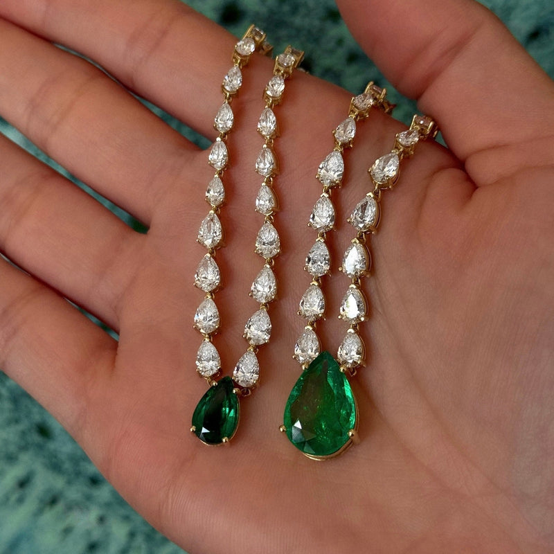 Petite Emerald and Diamond Necklace by Logan Hollowell Jewelry