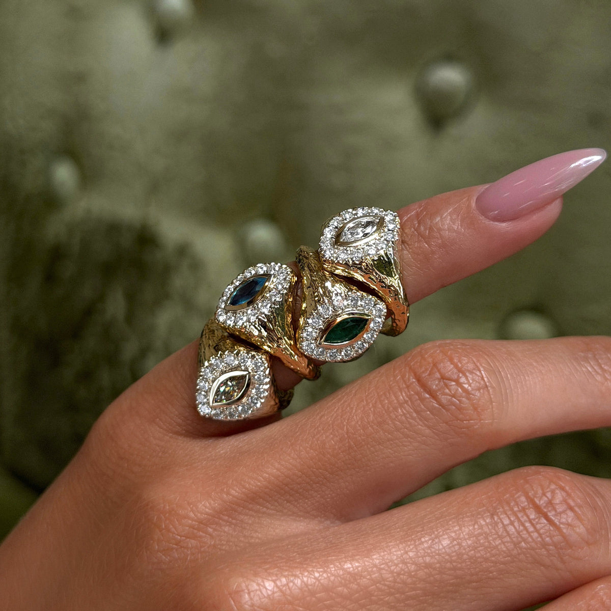 Cloud Queen Signet Diamond Ring by Logan Hollowell Jewelry