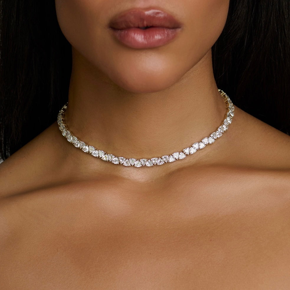 Trillion Diamond Tennis Necklace by Logan Hollowell Jewelry