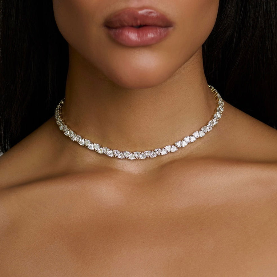 Trillion Diamond Tennis Necklace by Logan Hollowell Jewelry