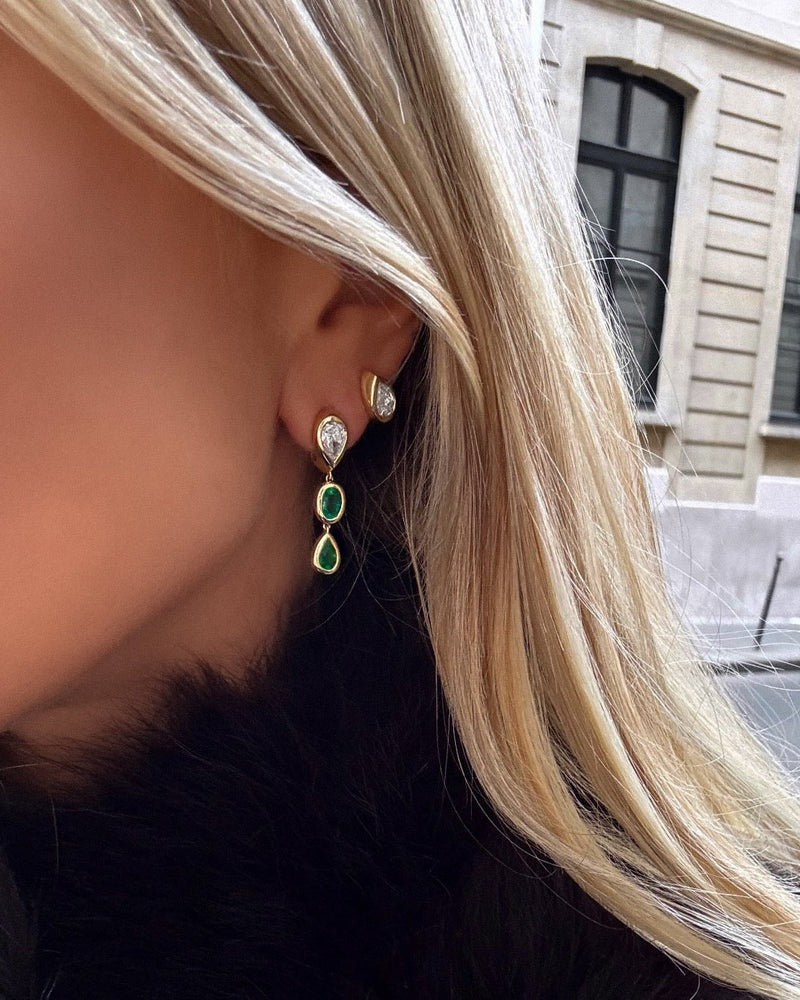 Single Stuggie with Double Drop Emeralds by Logan Hollowell Jewelry