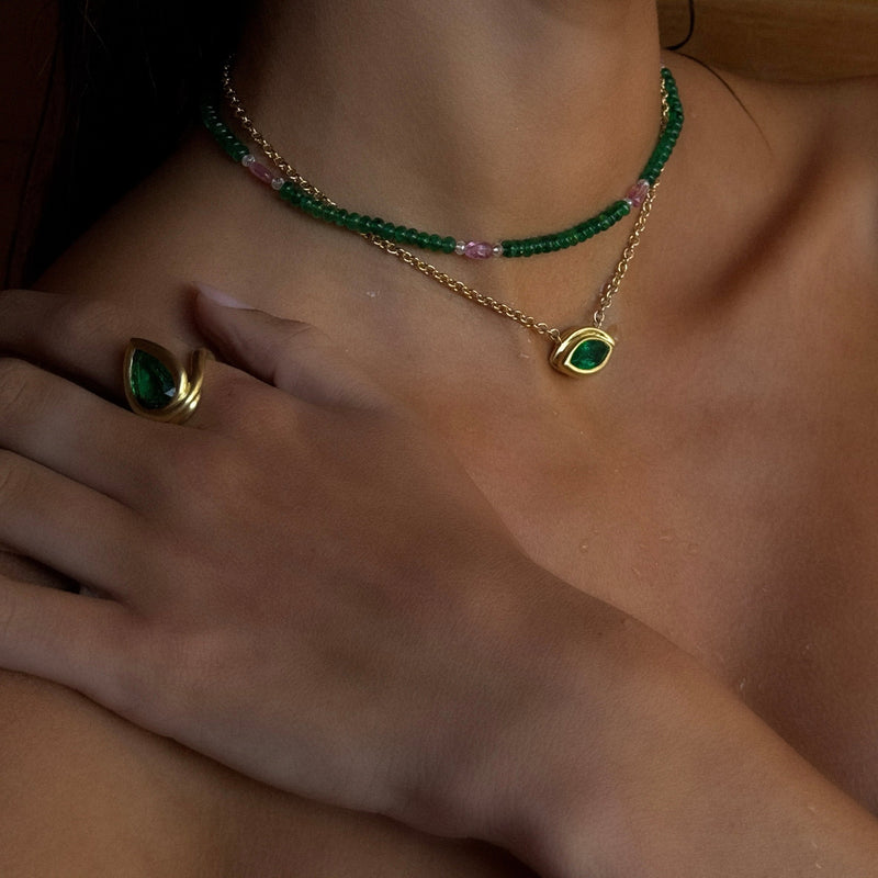 Enigma Angel Eye Marquise Emerald Pendant by Logan Hollowell Jewelry