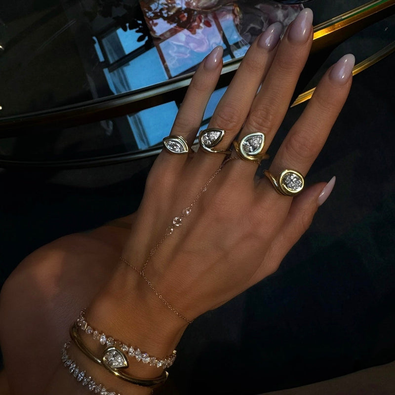 Enigma Water Drop Diamond Satin Ring by Logan Hollowell Jewelry