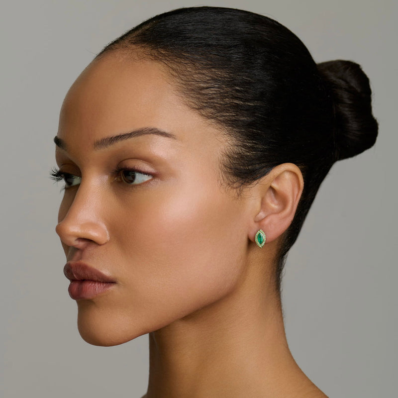 Zambian Emerald Pavé Marquise Stuggies by Logan Hollowell Jewelry