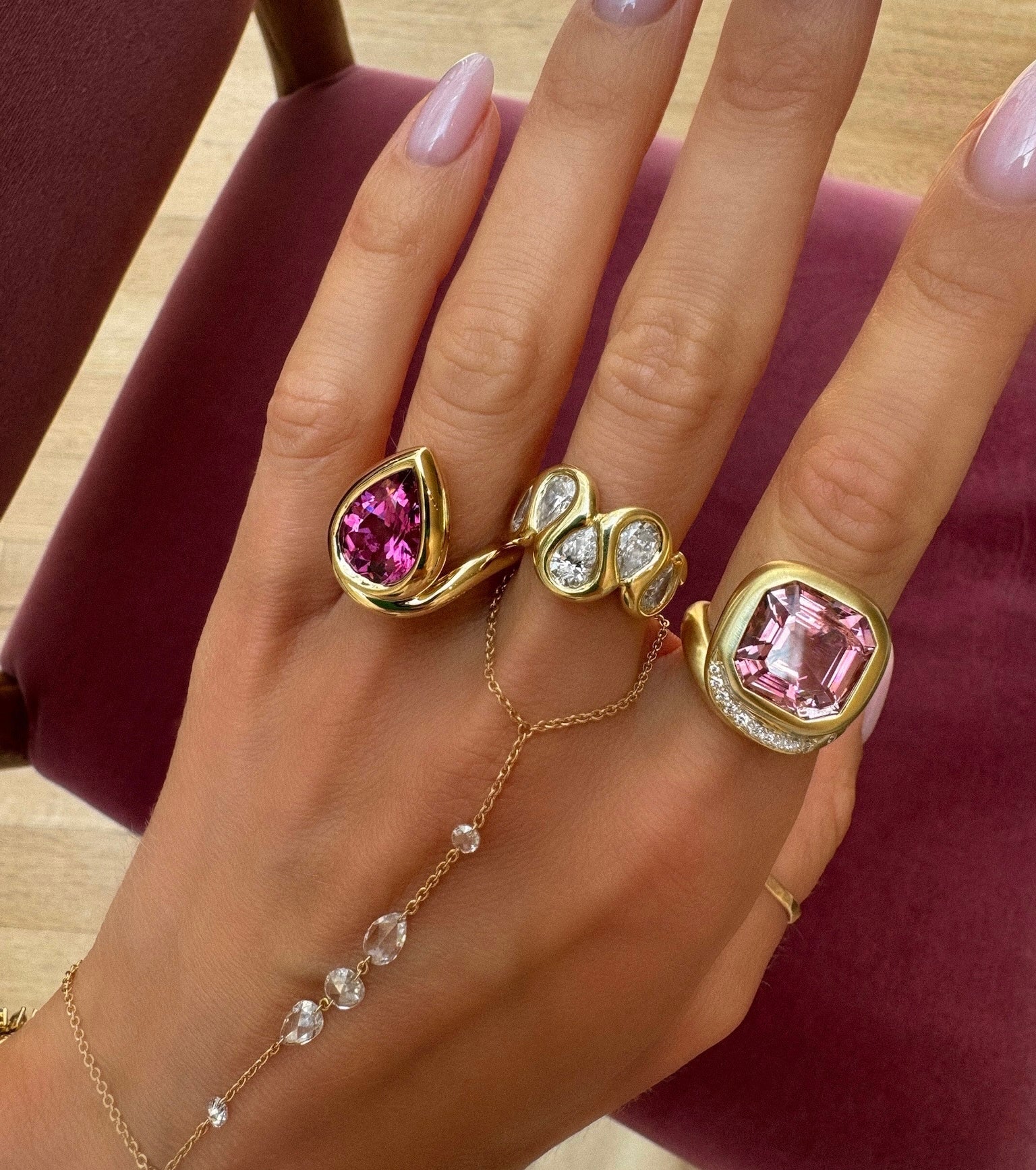 Enigma Diamond Reverse Water Drop Ring by Logan Hollowell Jewelry