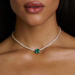 Lagoon Tourmaline Reverse Water Drop Tennis Necklace by Logan Hollowell Jewelry