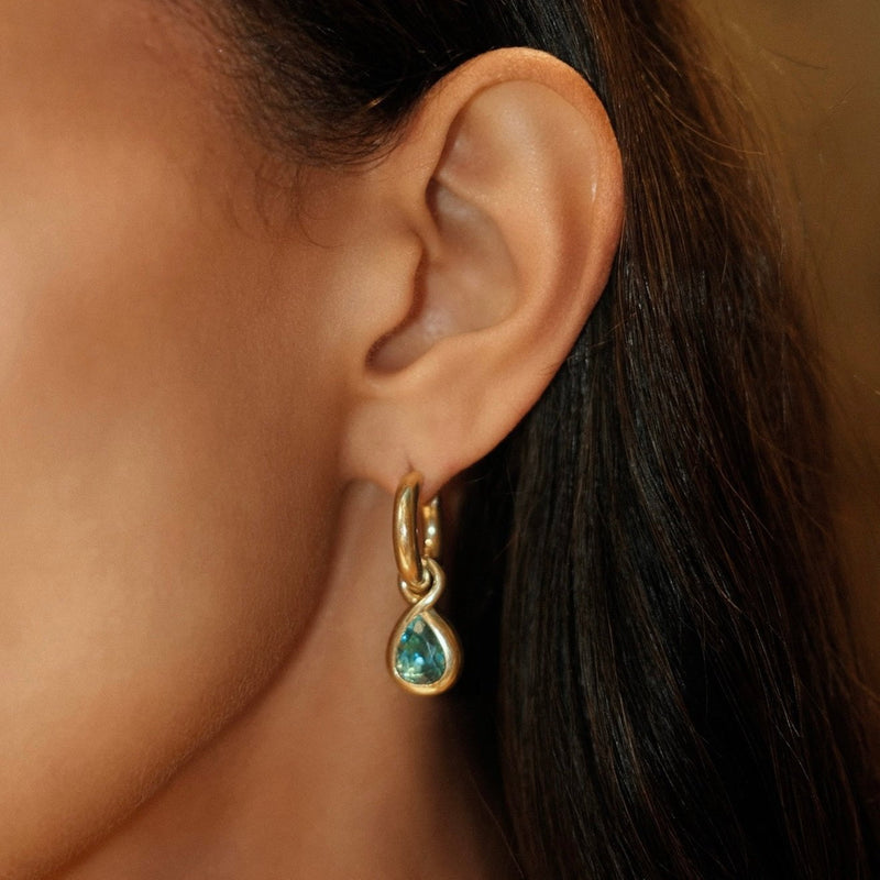 Enigma Blue Zircon Water Drop Earrings by Logan Hollowell Jewelry
