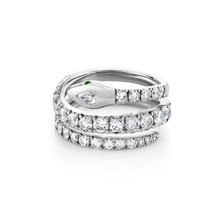 Triple Coil Diamond Kundalini Ring White Gold 2  by Logan Hollowell Jewelry