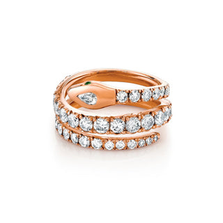 Triple Coil Diamond Kundalini Ring Rose Gold 2  by Logan Hollowell Jewelry