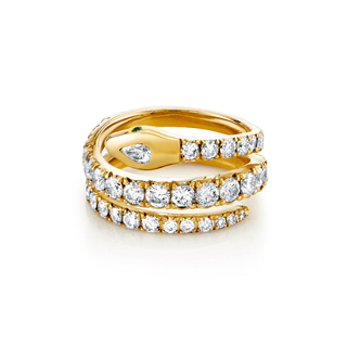 Triple Coil Diamond Kundalini Ring Yellow Gold 2  by Logan Hollowell Jewelry