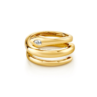 Triple Coil Kundalini Ring Yellow Gold 2  by Logan Hollowell Jewelry