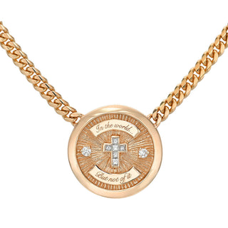 Diamond Cross Coin Necklace Rose Gold 15" by Logan Hollowell Jewelry