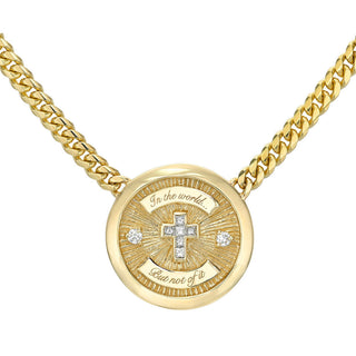 Diamond Cross Coin Necklace Yellow Gold 15" by Logan Hollowell Jewelry