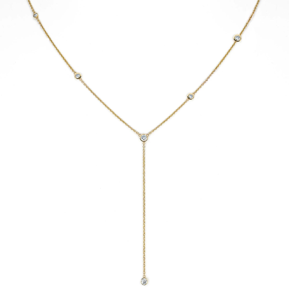 Diamond Star Droplet Lariat | Ready to Ship Yellow Gold by Logan Hollowell Jewelry