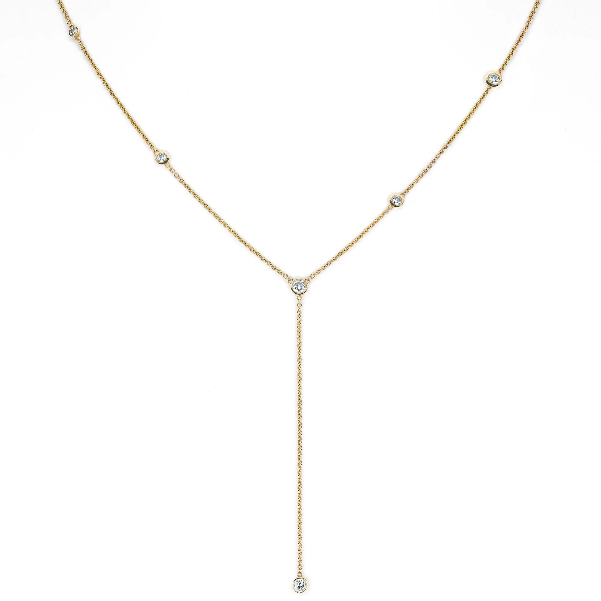 Diamond Star Droplet Lariat | Ready to Ship Yellow Gold by Logan Hollowell Jewelry