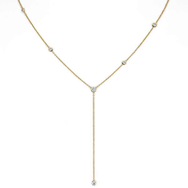 Diamond Star Droplet Lariat Yellow Gold by Logan Hollowell Jewelry