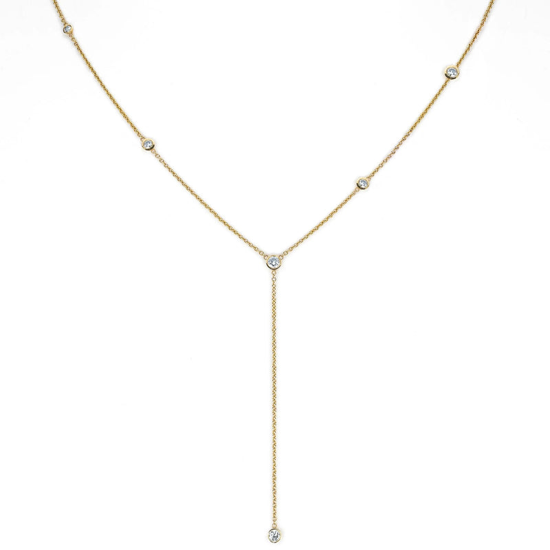 Diamond Star Droplet Lariat | Ready to Ship Yellow Gold by Logan Hollowell Jewelry