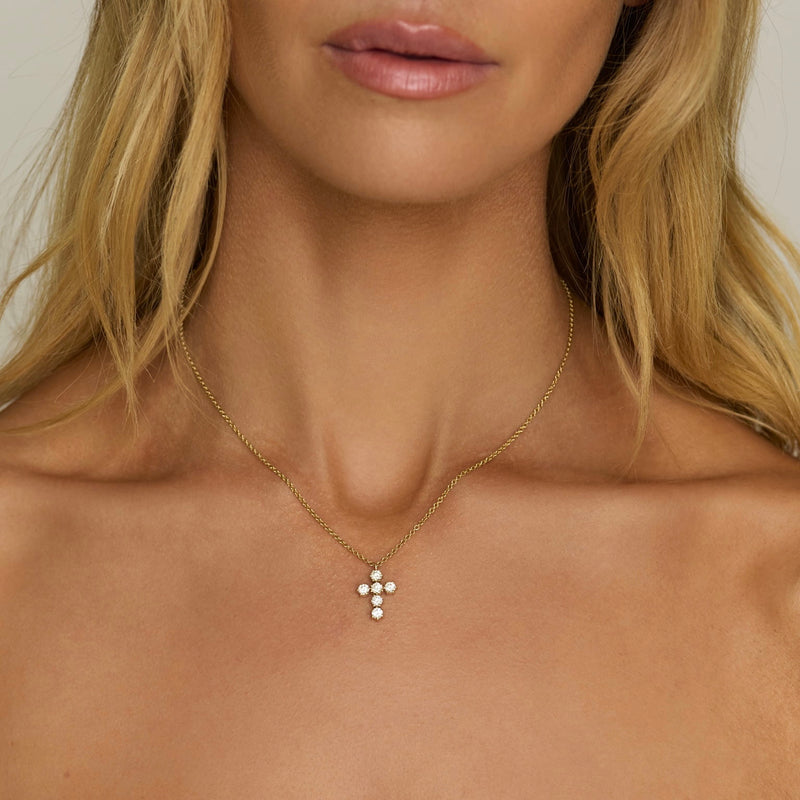 Solar Flare Diamond Cross Necklace by Logan Hollowell Jewelry