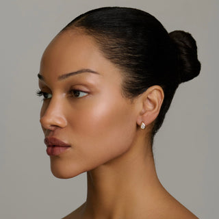 Diamond Reverse Pear Huggies by Logan Hollowell Jewelry