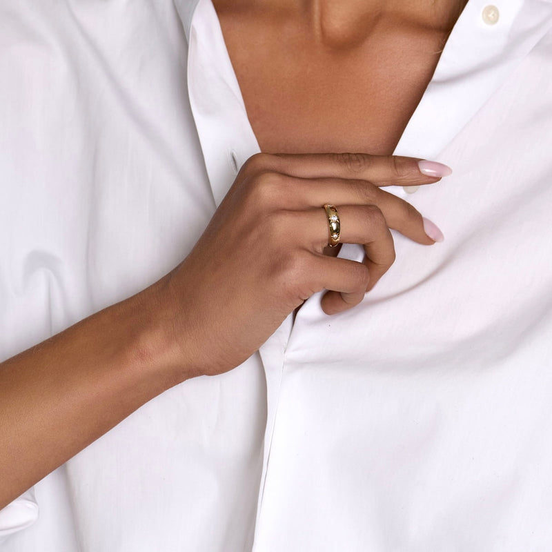 Star Set Rounded Ring (Off Size) by Logan Hollowell Jewelry
