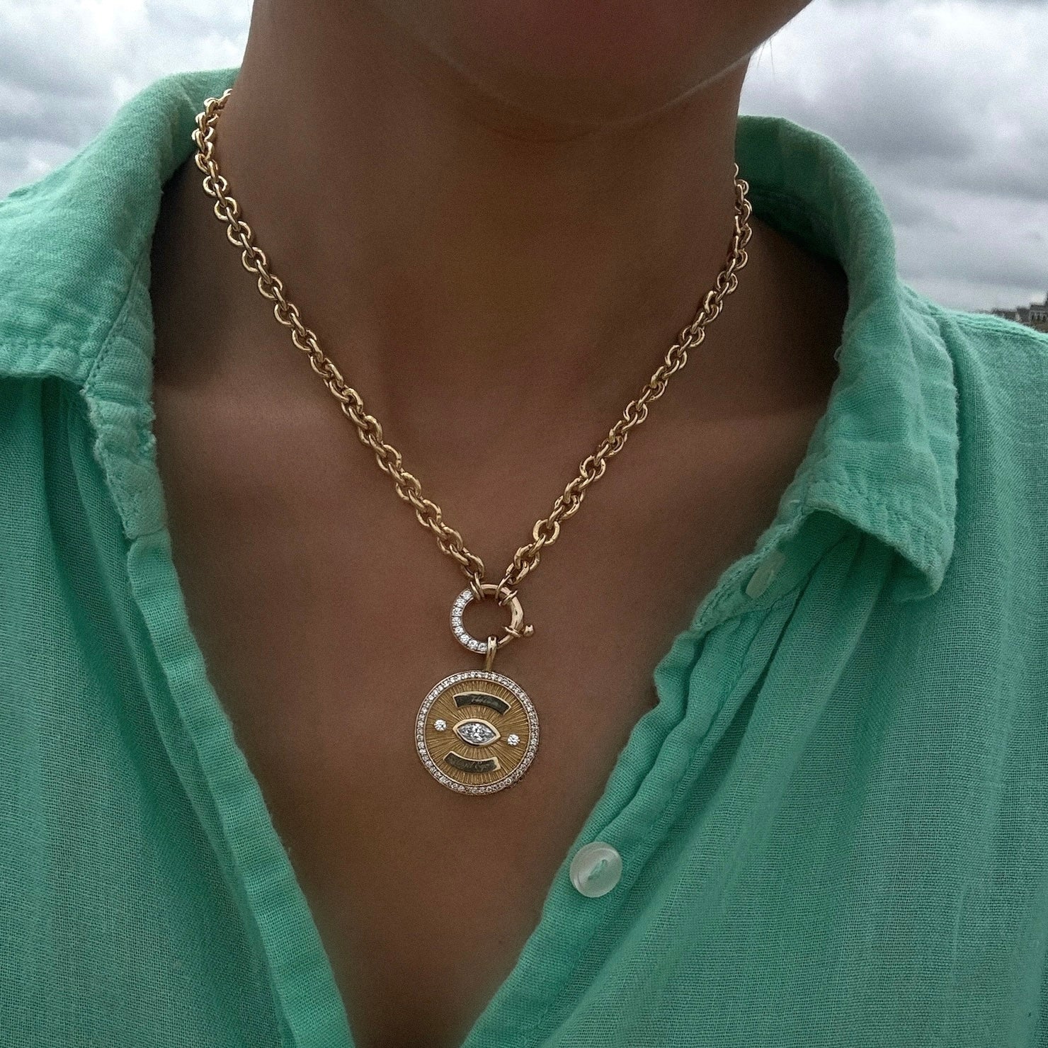 Alchemy Link Choker with Pavé Diamond Hoop Closure | Ready to Ship by Logan Hollowell Jewelry