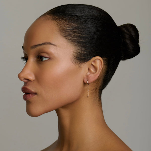 Mini Goddess Twinkle Chain Hoops by Logan Hollowell Jewelry