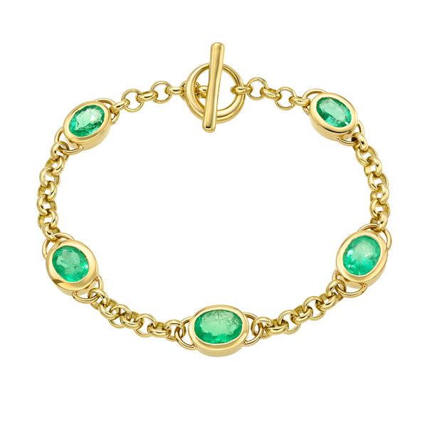 Emerald Empress Bracelet Yellow Gold 6.5-7" by Logan Hollowell Jewelry