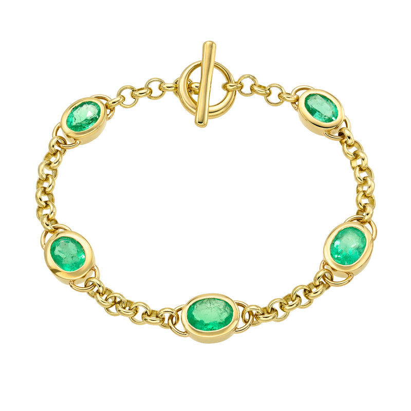 Emerald Empress Bracelet Yellow Gold 6.5-7" by Logan Hollowell Jewelry