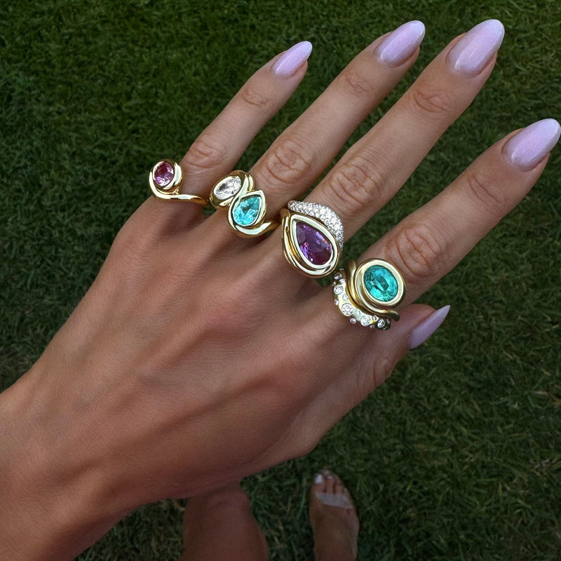 Enigma Water Drop Pink Sapphire Ring by Logan Hollowell Jewelry