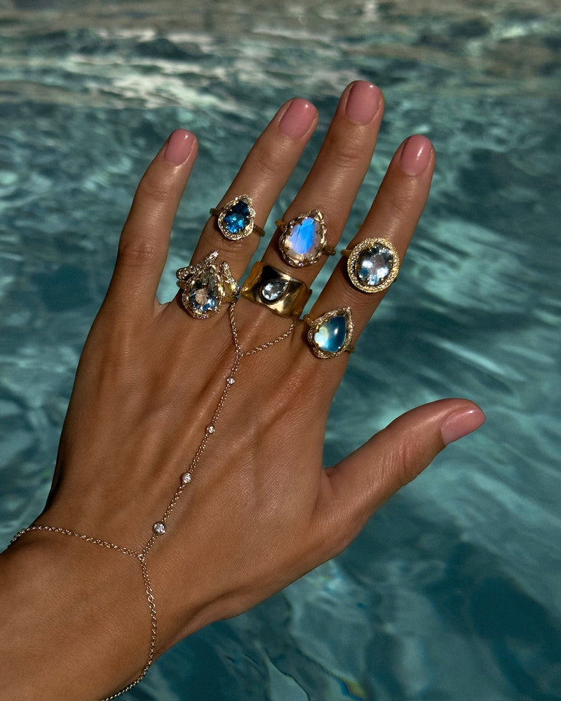 Cosmic Glitter Hand Chain by Logan Hollowell Jewelry