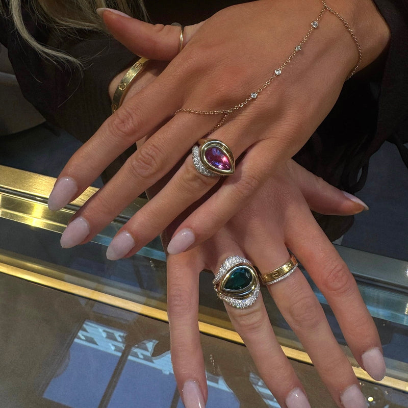 Enigma Water Drop Pink Sapphire Ring by Logan Hollowell Jewelry