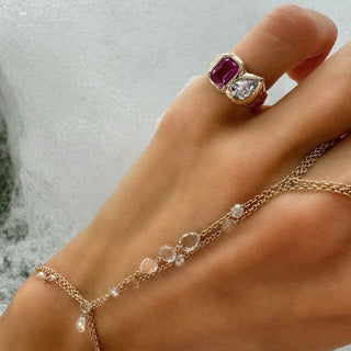 Toi Et Moi River Pink Sapphire and Diamond Ring by Logan Hollowell Jewelry