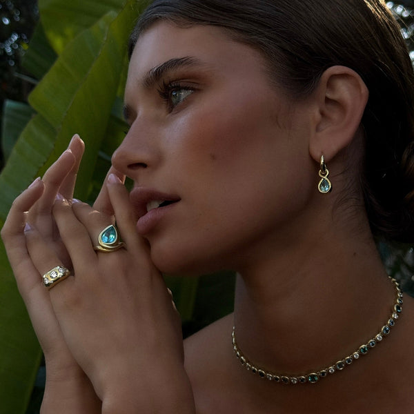 Enigma Water Drop Aquamarine Earrings by Logan Hollowell Jewelry