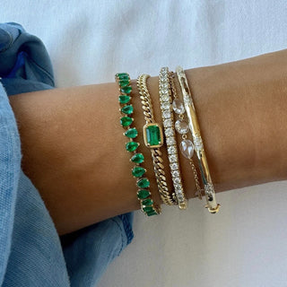 Queen Emerald Cut Emerald Cuban Bracelet | Ready to Ship