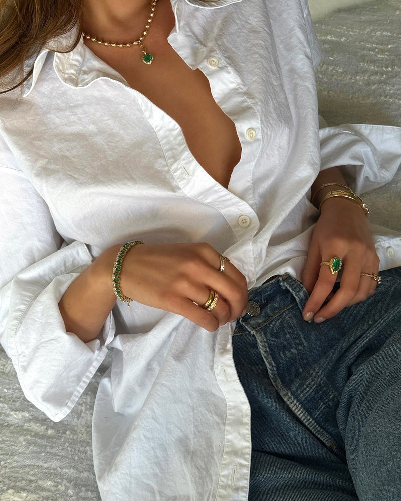 Baby Reverse Water Drop Emerald Tennis Bracelet (14K) by Logan Hollowell Jewelry
