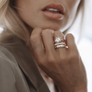 Star Set Rounded Ring with Baguette Diamond | Ready to Ship    by Logan Hollowell Jewelry