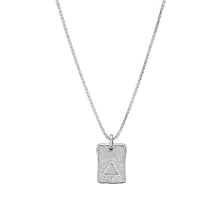 Fire Element Plate Necklace 18" White Gold  by Logan Hollowell Jewelry