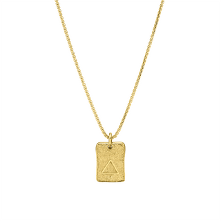 Fire Element Plate Necklace 18" Yellow Gold  by Logan Hollowell Jewelry