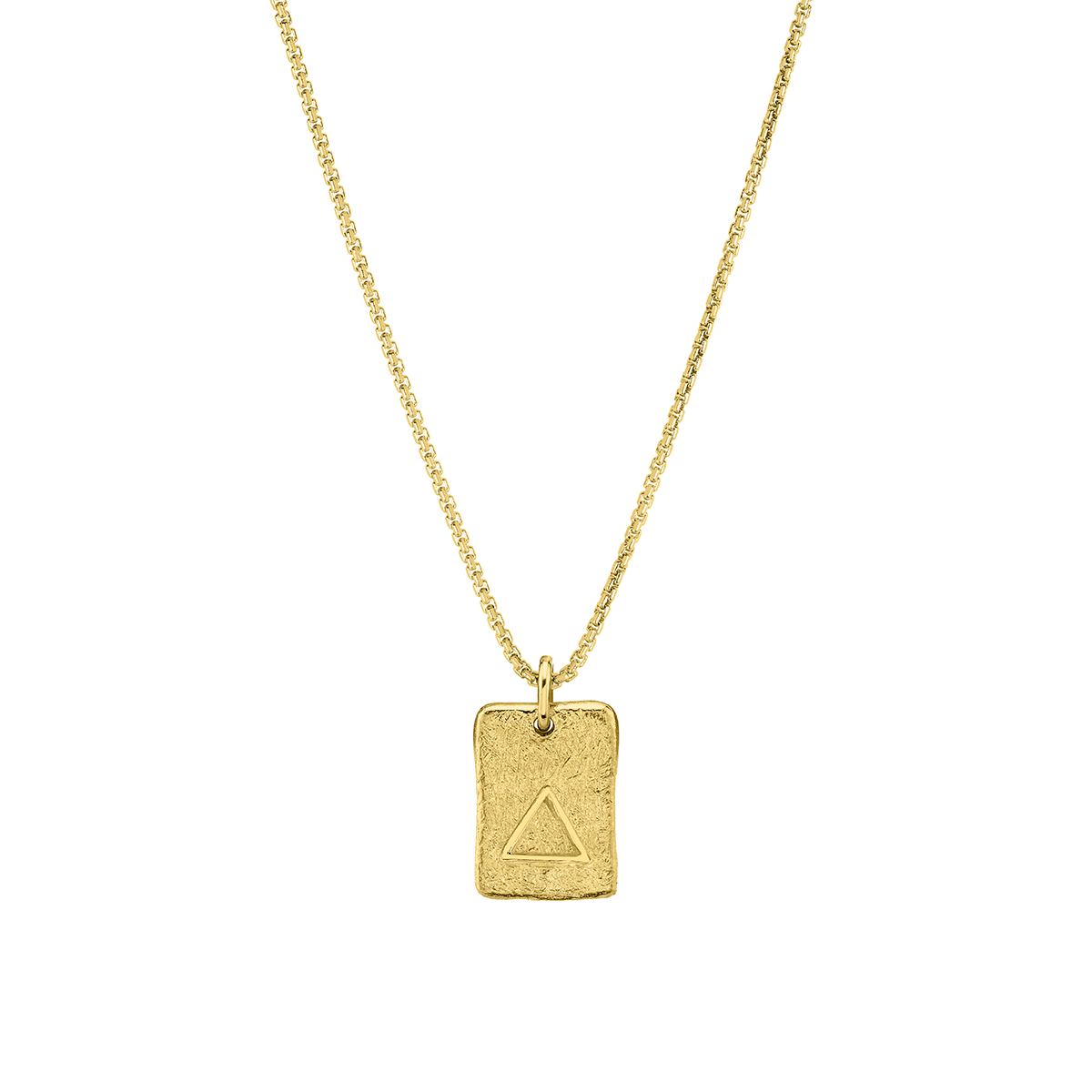 Fire Element Plate Necklace 18" Yellow Gold  by Logan Hollowell Jewelry