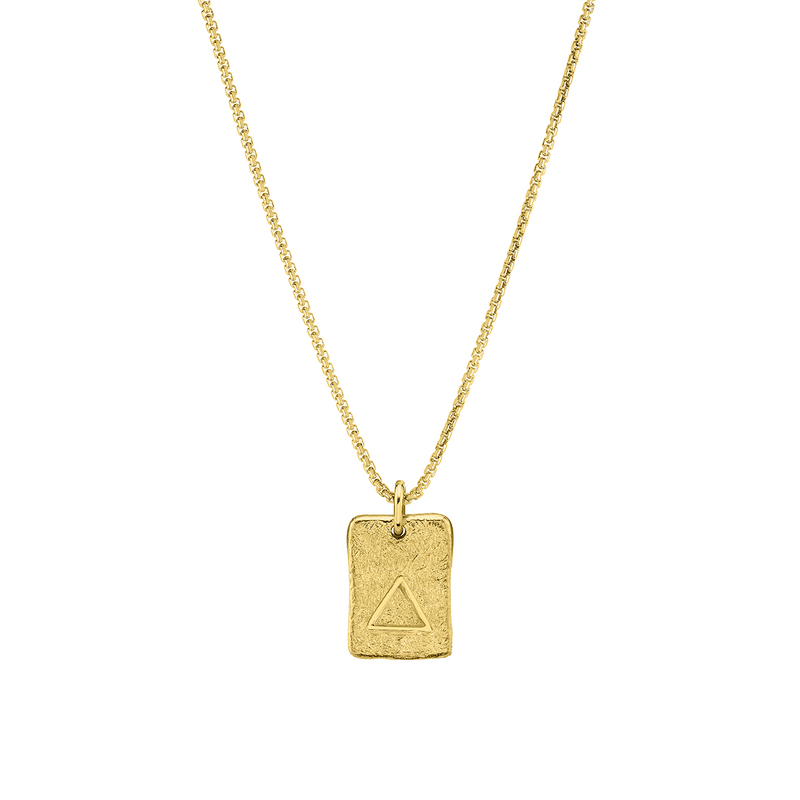 Fire Element Plate Necklace 18" Yellow Gold  by Logan Hollowell Jewelry