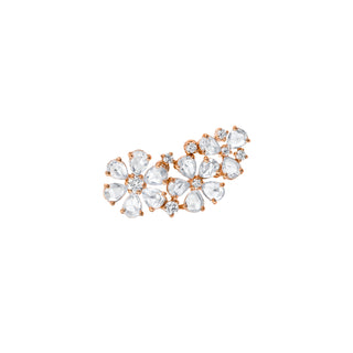 Eternal Jardin Rose Cut Fancy Diamond Flower Earrings Rose Gold Single Left  by Logan Hollowell Jewelry