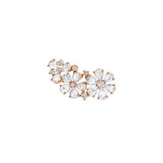 Eternal Jardin Rose Cut Fancy Diamond Flower Earrings Rose Gold Single Right  by Logan Hollowell Jewelry
