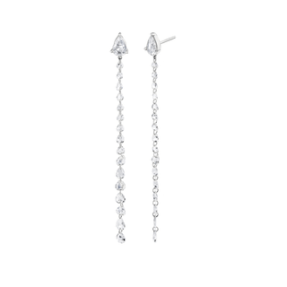 Eau De Rose Cut Diamond Double Drop Earring - Fronts White Gold Pair  by Logan Hollowell Jewelry