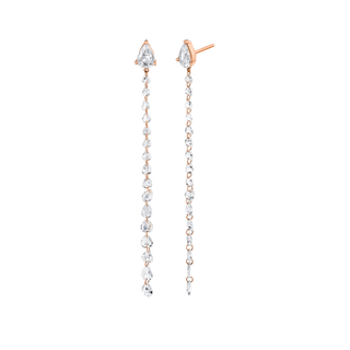 Eau De Rose Cut Diamond Double Drop Earring - Fronts Rose Gold Pair  by Logan Hollowell Jewelry