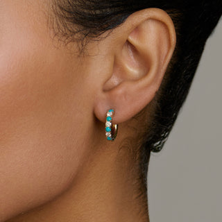 Turquoise & Diamond Hoops by Logan Hollowell Jewelry