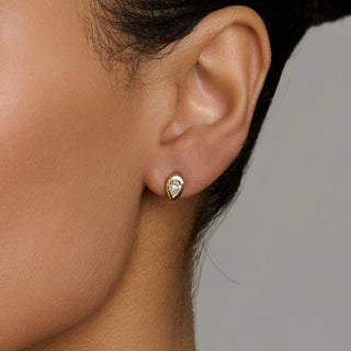 Diamond Reverse Pear Huggies by Logan Hollowell Jewelry